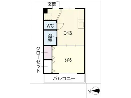 アクセスコートII(1DK/1階)の間取り写真