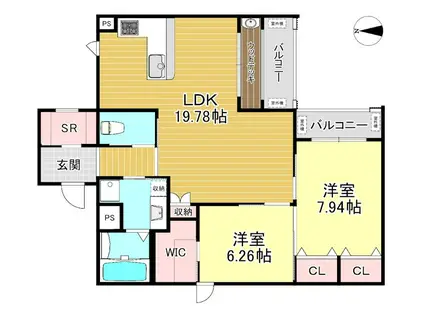 BELLISSIMO継孝院(2LDK/2階)の間取り写真
