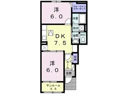 マーベラス(2DK/1階)の間取り写真