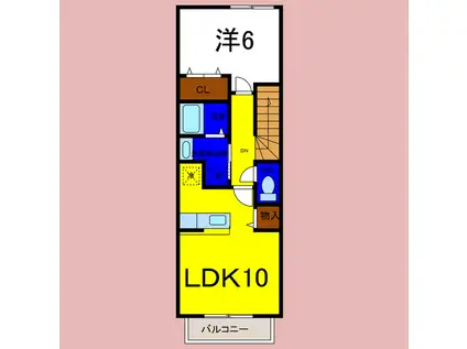 エスポワールA(1LDK/2階)の間取り写真