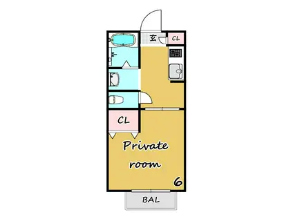 グレイスコート(1K/2階)の間取り写真