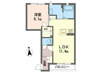 フェリスタスT(1LDK/1階)の間取り写真