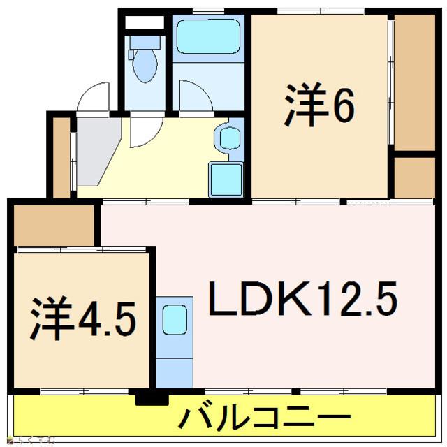 スカイクレスト与板II(2LDK/5階)の間取り写真