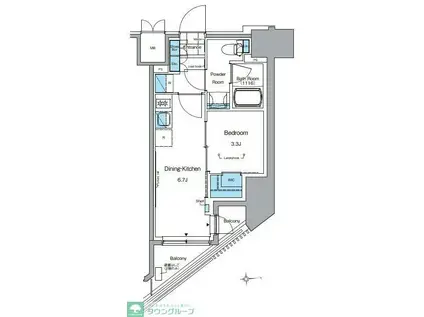 ルフォンプログレ田原町(1DK/4階)の間取り写真