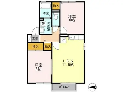 ロイヤルガーデン永田A(2LDK/1階)の間取り写真