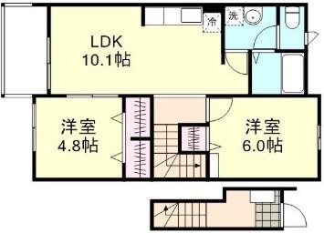 サンクレストC(2LDK/2階)の間取り写真