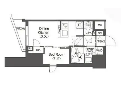 コンフォリア東大井II(1DK/12階)の間取り写真