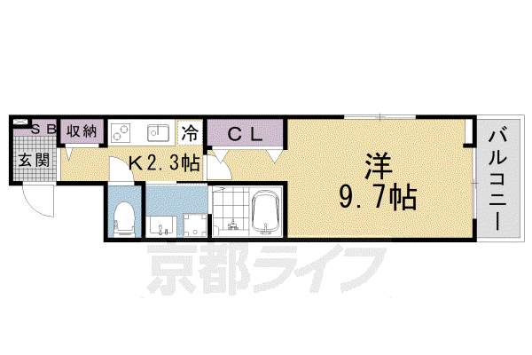 ウエスト コミタリアIII(1K/3階)の間取り写真