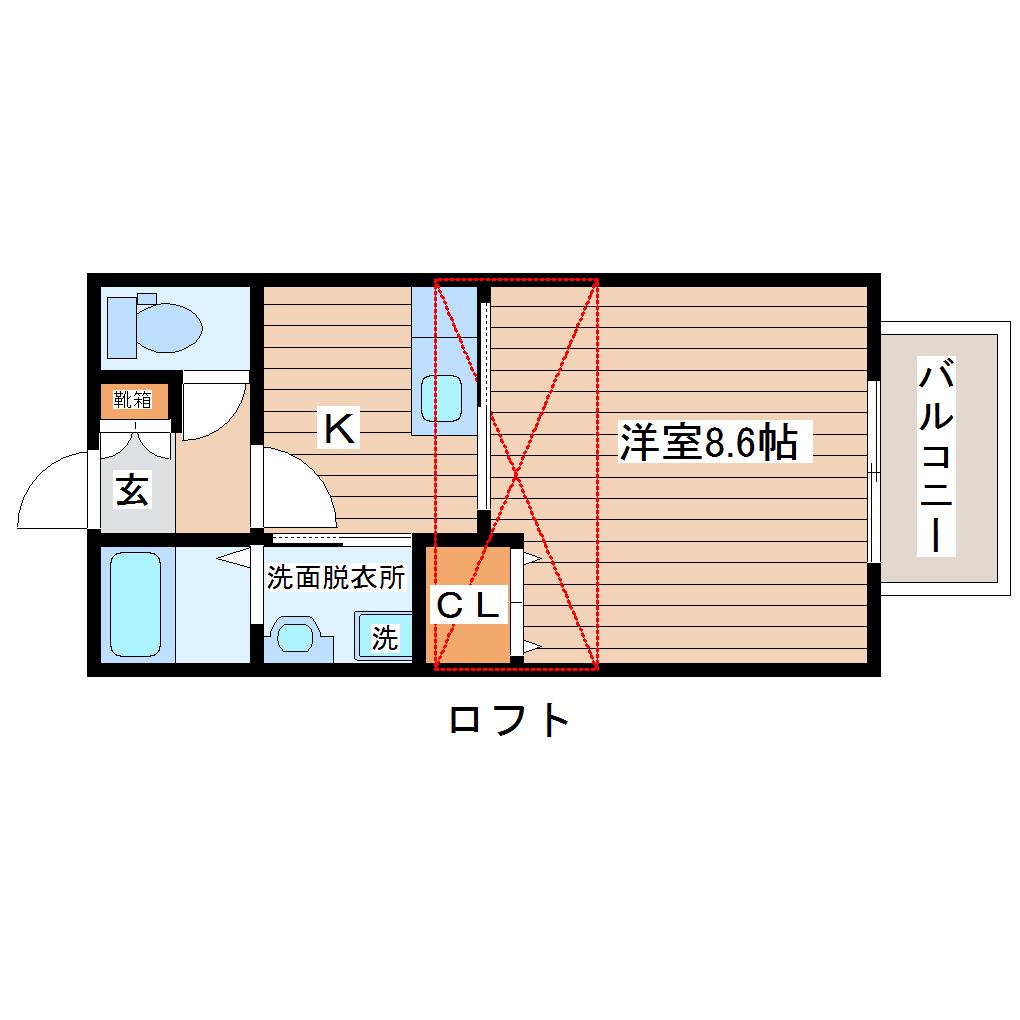 WISH原町サウス(1K/2階)の間取り写真