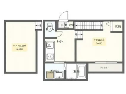 フォルシア渡鹿(ワンルーム/2階)の間取り写真