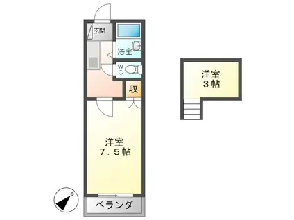 シューフルールIII(1K/3階)の間取り写真