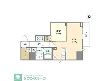 シェフルール新御徒町II(1LDK/6階)の間取り写真