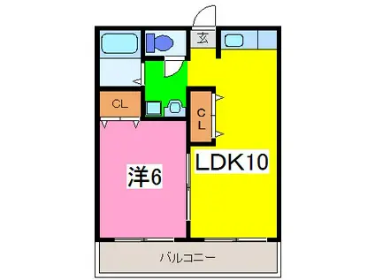 カラサティード(1LDK/3階)の間取り写真