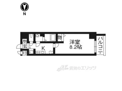 アスヴェル京都二条駅前Ⅱ(1K/2階)の間取り写真