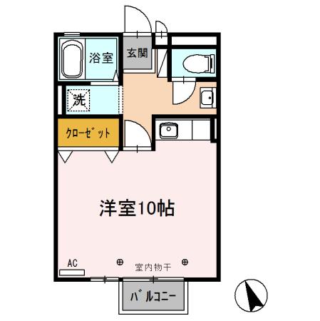 センチュリーガーデンA(ワンルーム/2階)の間取り写真
