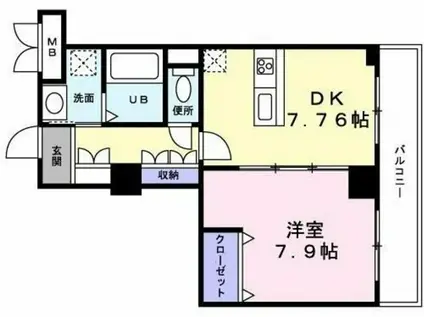 ニューキャピタルビルN(1DK/4階)の間取り写真