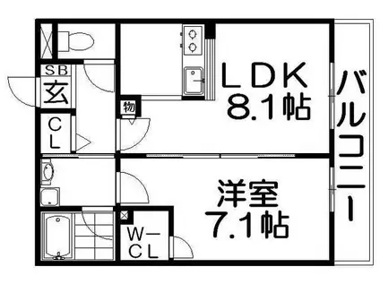カーザ フェリース(1LDK/2階)の間取り写真