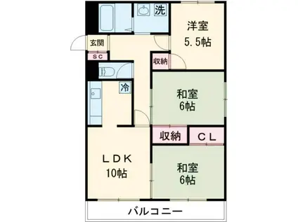桜川レジデンス(3LDK/1階)の間取り写真