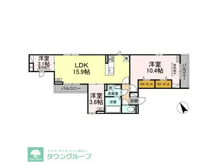 ドムスクレスト森野(3LDK/3階)の間取り写真