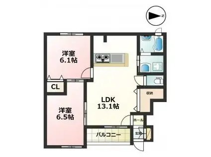 ルノン高浜(2LDK/1階)の間取り写真