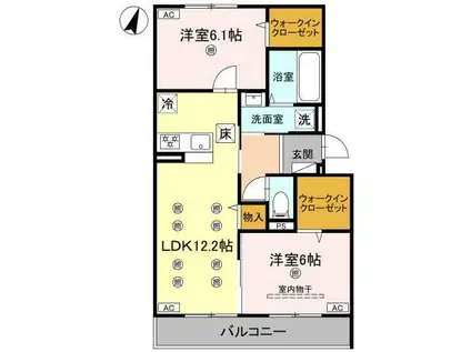 コンフォート若松(2LDK/1階)の間取り写真