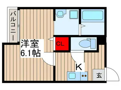 シャインコート武里(1K/2階)の間取り写真