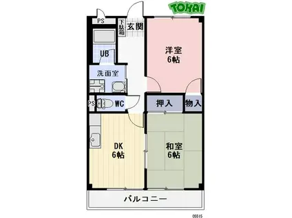 LIMPIA城南(2DK/3階)の間取り写真