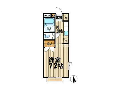 パインステージA(1K/1階)の間取り写真