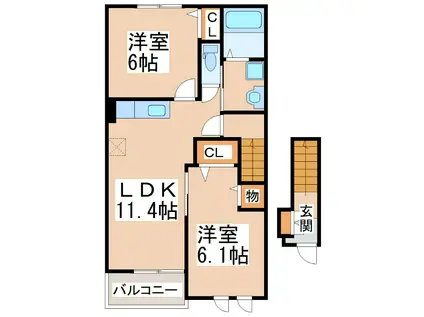 ハーレーII(2LDK/2階)の間取り写真