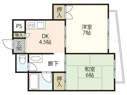 第2森川ビル(2K/4階)の間取り写真