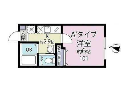 キャメル足立皿沼B号棟(1K/1階)の間取り写真