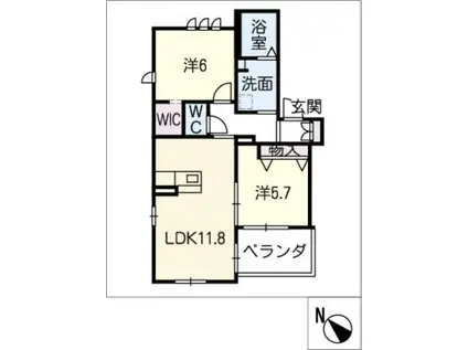 ソレイユ ルヴァン(2LDK/2階)の間取り写真
