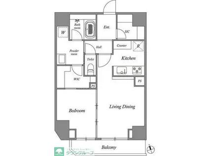 GRAN PASEO 田原町(1LDK/12階)の間取り写真