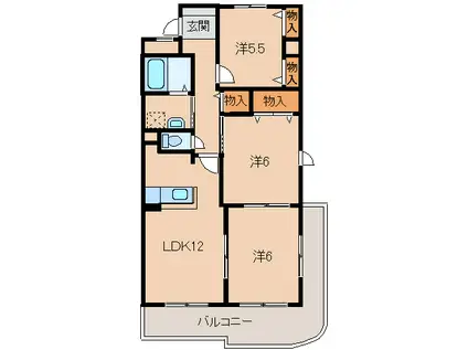 アズゥール(3LDK/6階)の間取り写真