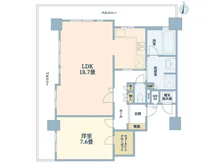 ライオンズタワー神戸旧居留地(1LDK/11階)の間取り写真