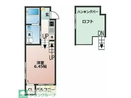 CHALET 涼風テラス(1K/1階)の間取り写真