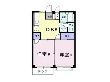 エルディム大本(2DK/2階)の間取り写真