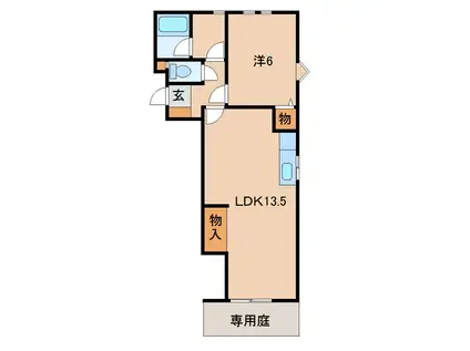 アネーロあおき(1LDK/1階)の間取り写真