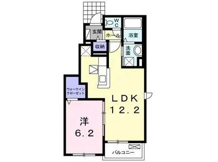 ティファニーII(1LDK/1階)の間取り写真