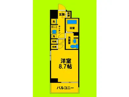 ミュプレ江坂(1K/6階)の間取り写真