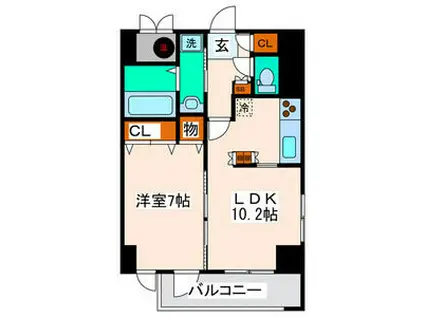 USビル(1LDK/3階)の間取り写真
