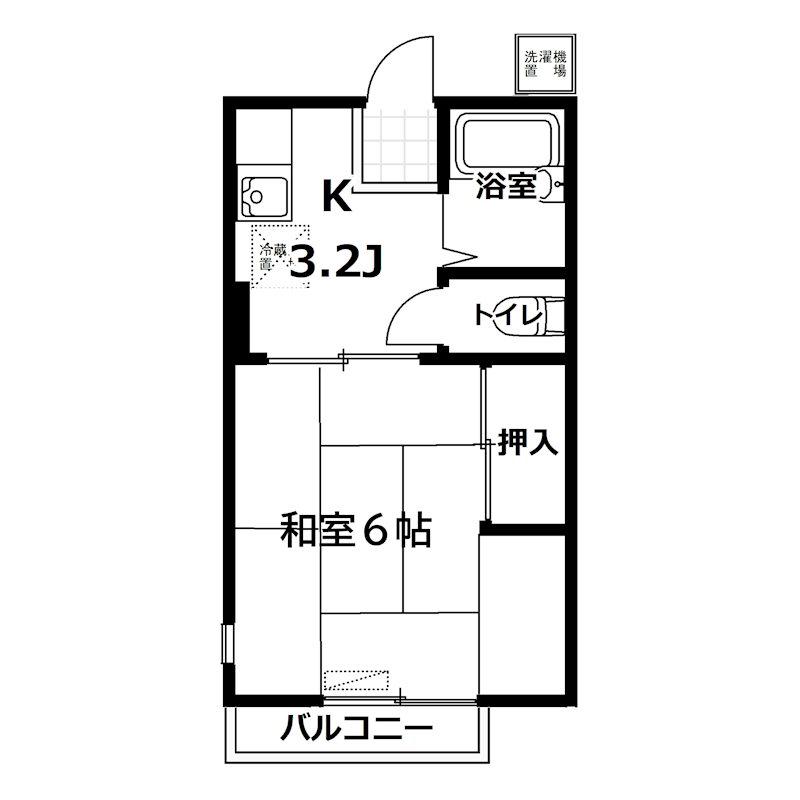 コーポふじ(1K/2階)の間取り写真