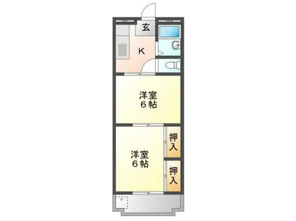 マンションツツジ(2K/3階)の間取り写真