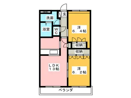サンパレス(2LDK/2階)の間取り写真