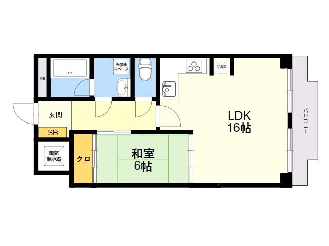 ネオハイツ南公園(1LDK/1階)の間取り写真