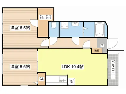 ルミエール中浜(1SLDK/1階)の間取り写真