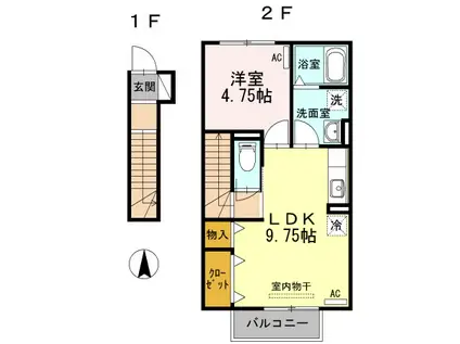 ルーチェ(1LDK/2階)の間取り写真