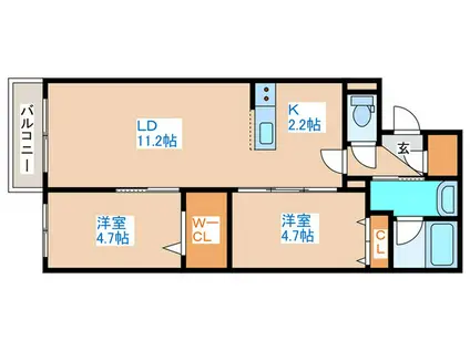 ラグナベルデ菊水7条(2LDK/2階)の間取り写真