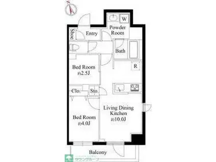 グランパセオ浅草橋II(2LDK/9階)の間取り写真