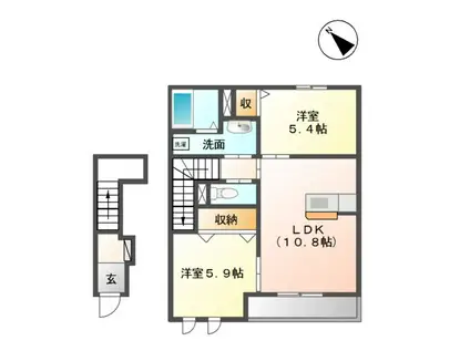 ガーデンスクエア(2LDK/2階)の間取り写真